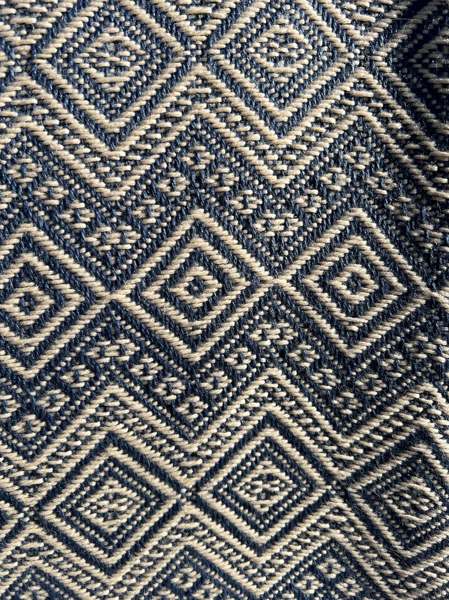 Alpaka Decke 100% Baby Alpaka Wolle Beige Blau