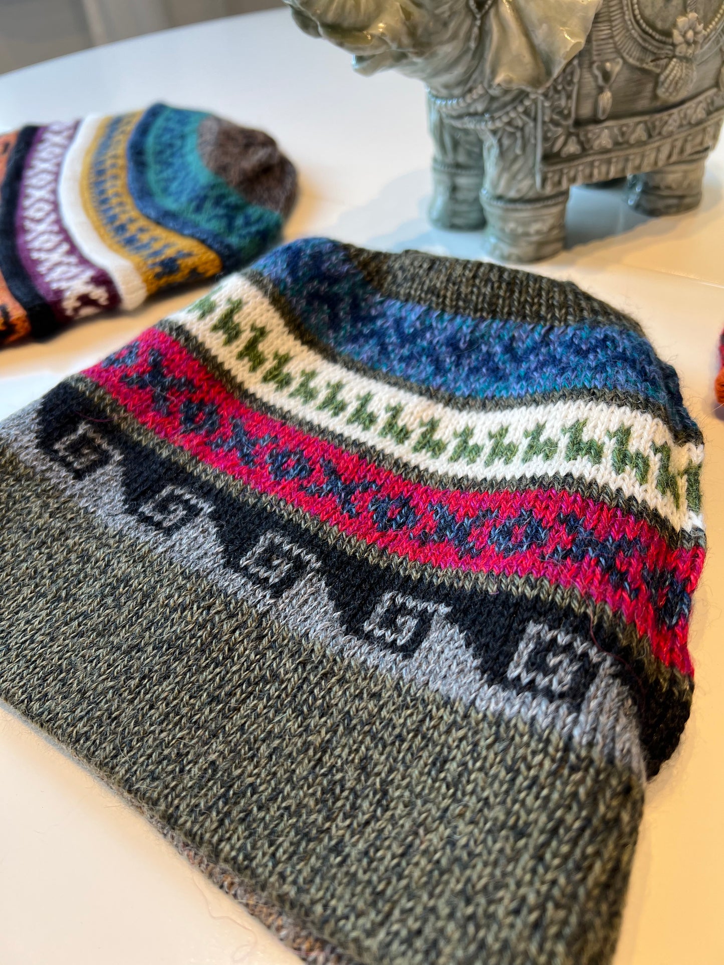 Reversible beanie 50% baby alpaca wool anthracite
