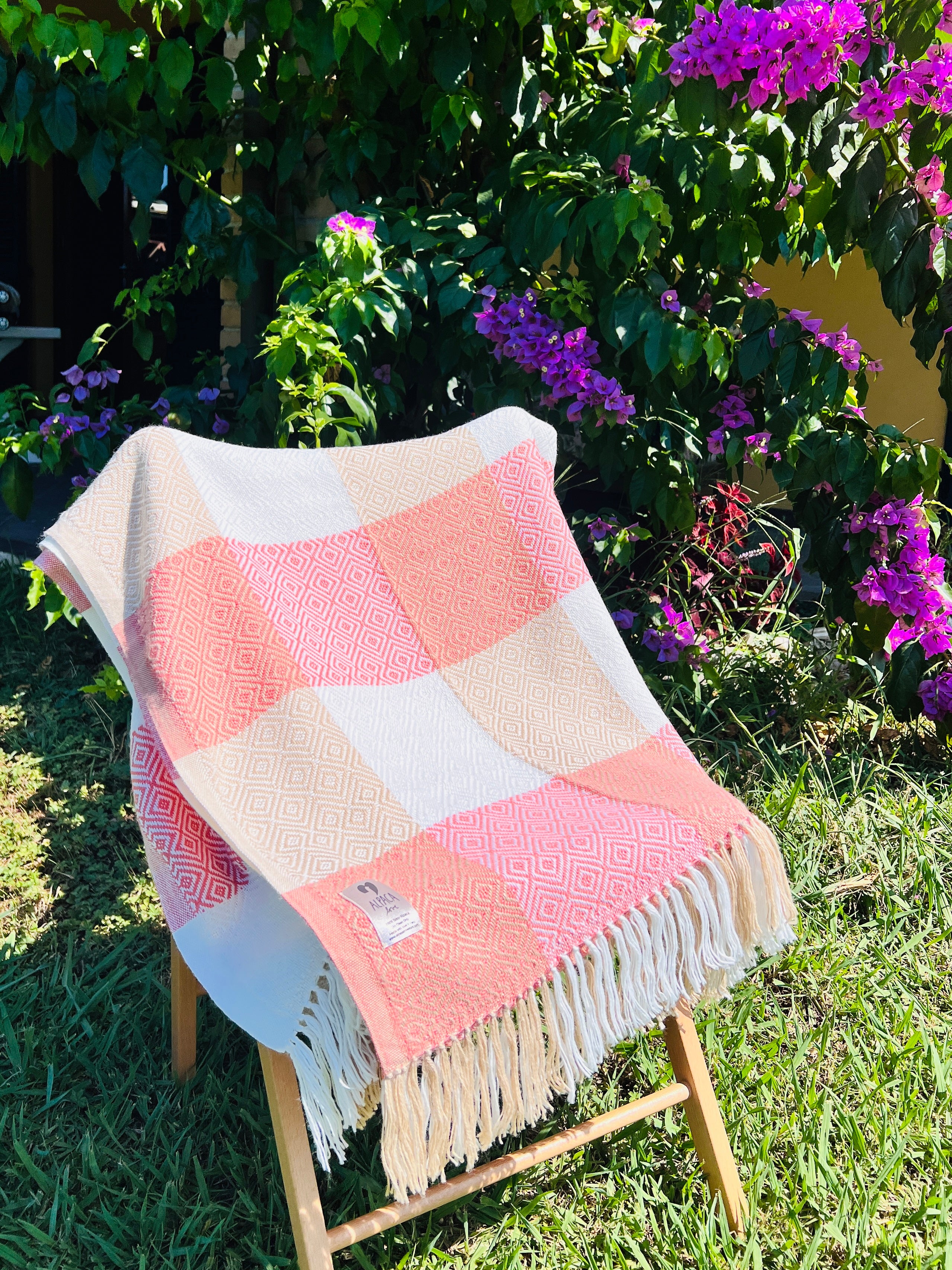 Grijze plaid van luxe baby alpacawol | Visgraat | Hoge kwaliteit