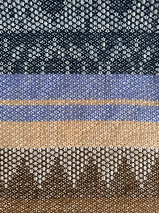 Alpaka Decke XL 100% Baby Alpaka Wolle in Blau Beige
