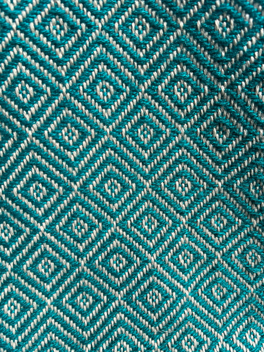 Alpaka Decke 100% Baby Alpaka Wolle Smaragdgrün und beige