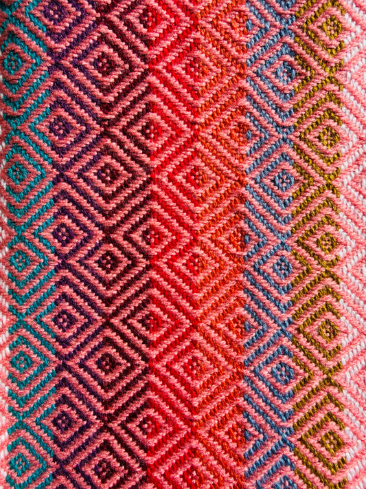 Alpaka Decke 100% Baby Alpaka Wolle Coral Bunt