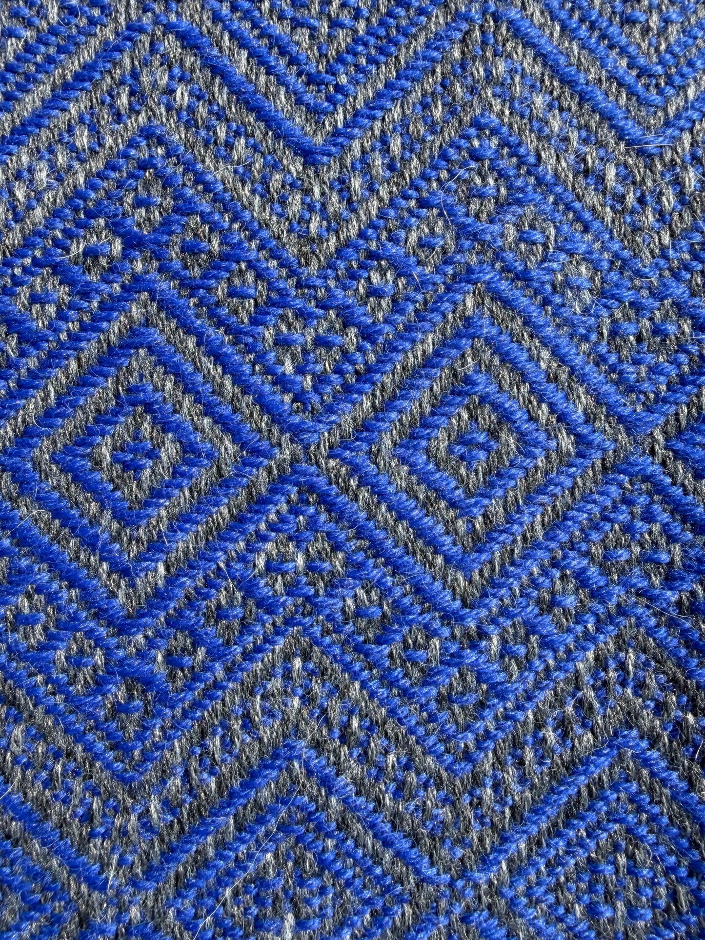 Alpaka Decke aus 100% Baby Alpaka Wolle Blau Anthrazit