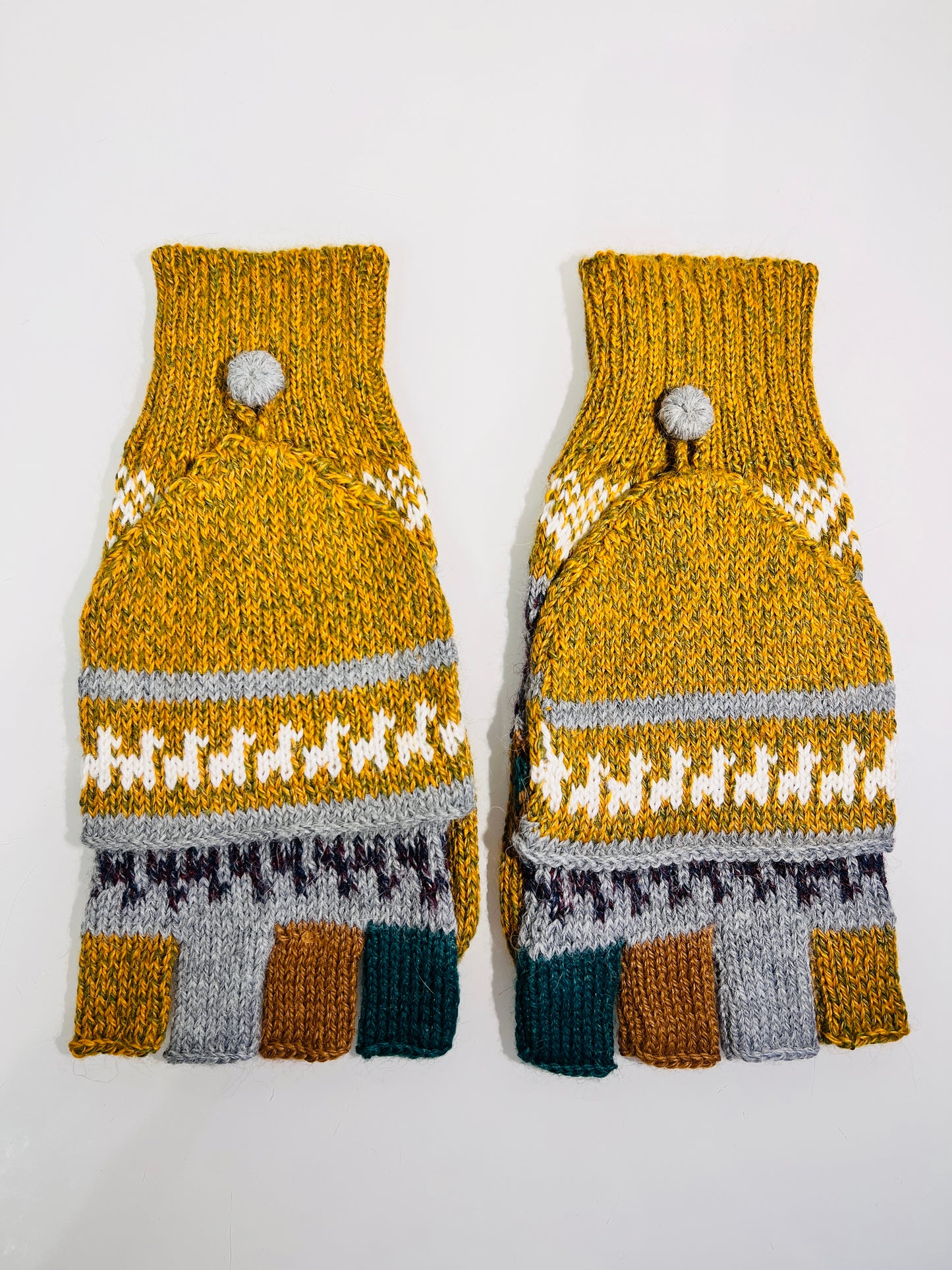 Alpaka Handschuhe / Klapp Fäustlinge Baby Alpaka Senf