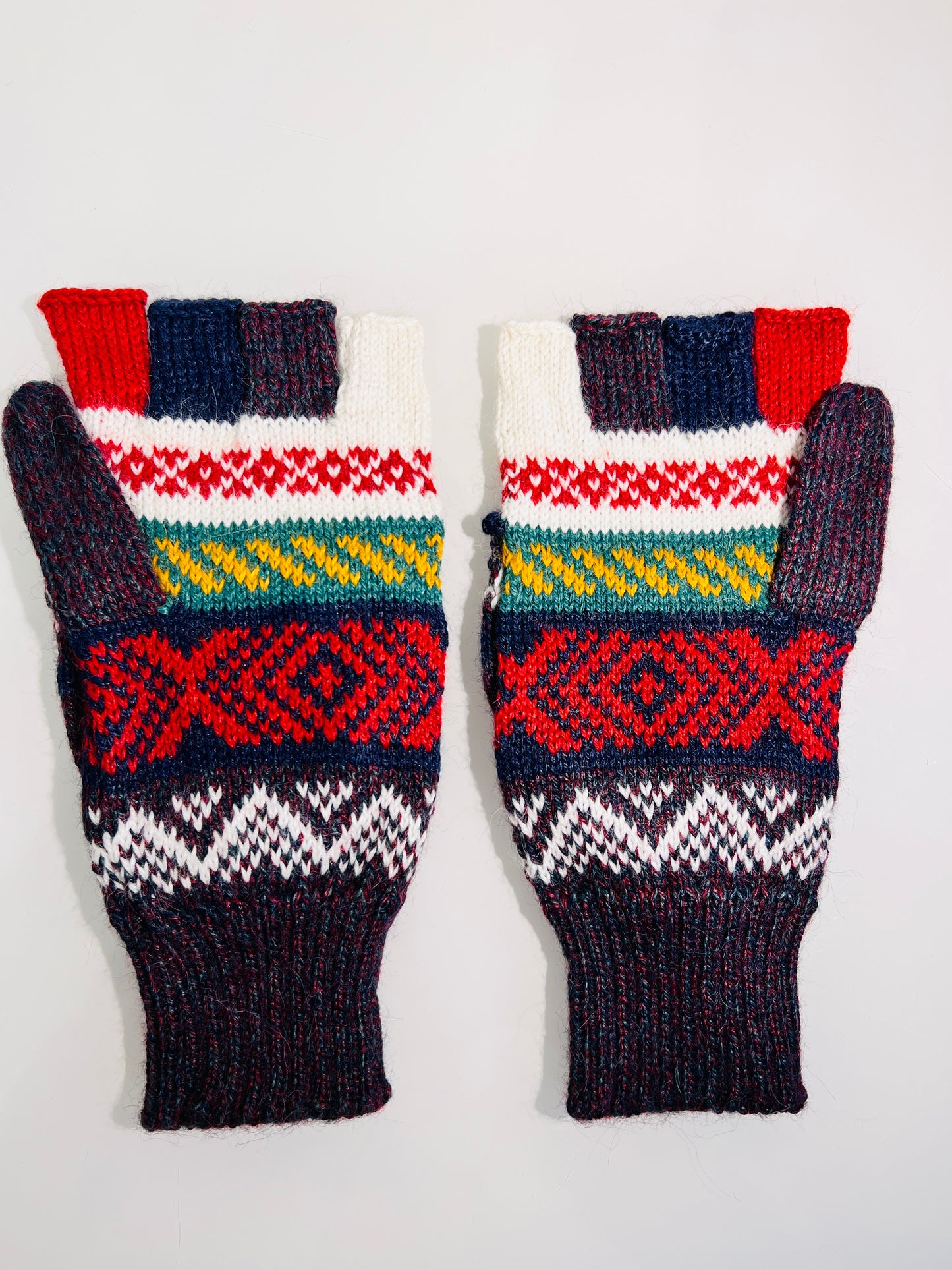 Alpaka Handschuhe / Klapp Fäustlinge Baby Alpaka Lila weiß