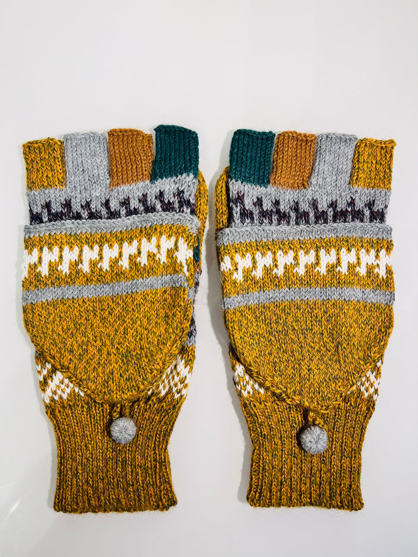 Alpaka Handschuhe / Klapp Fäustlinge Baby Alpaka Senf