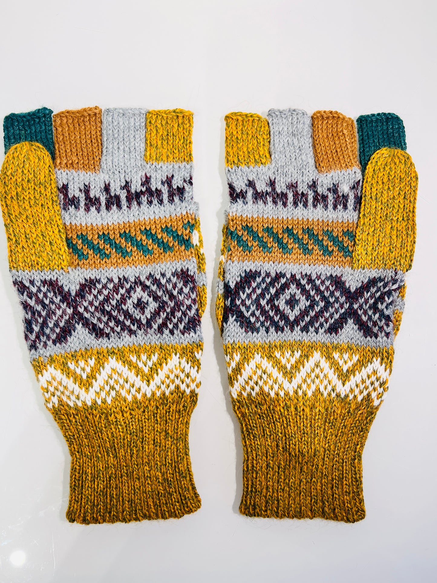 Alpaka Handschuhe / Klapp Fäustlinge Baby Alpaka Senf