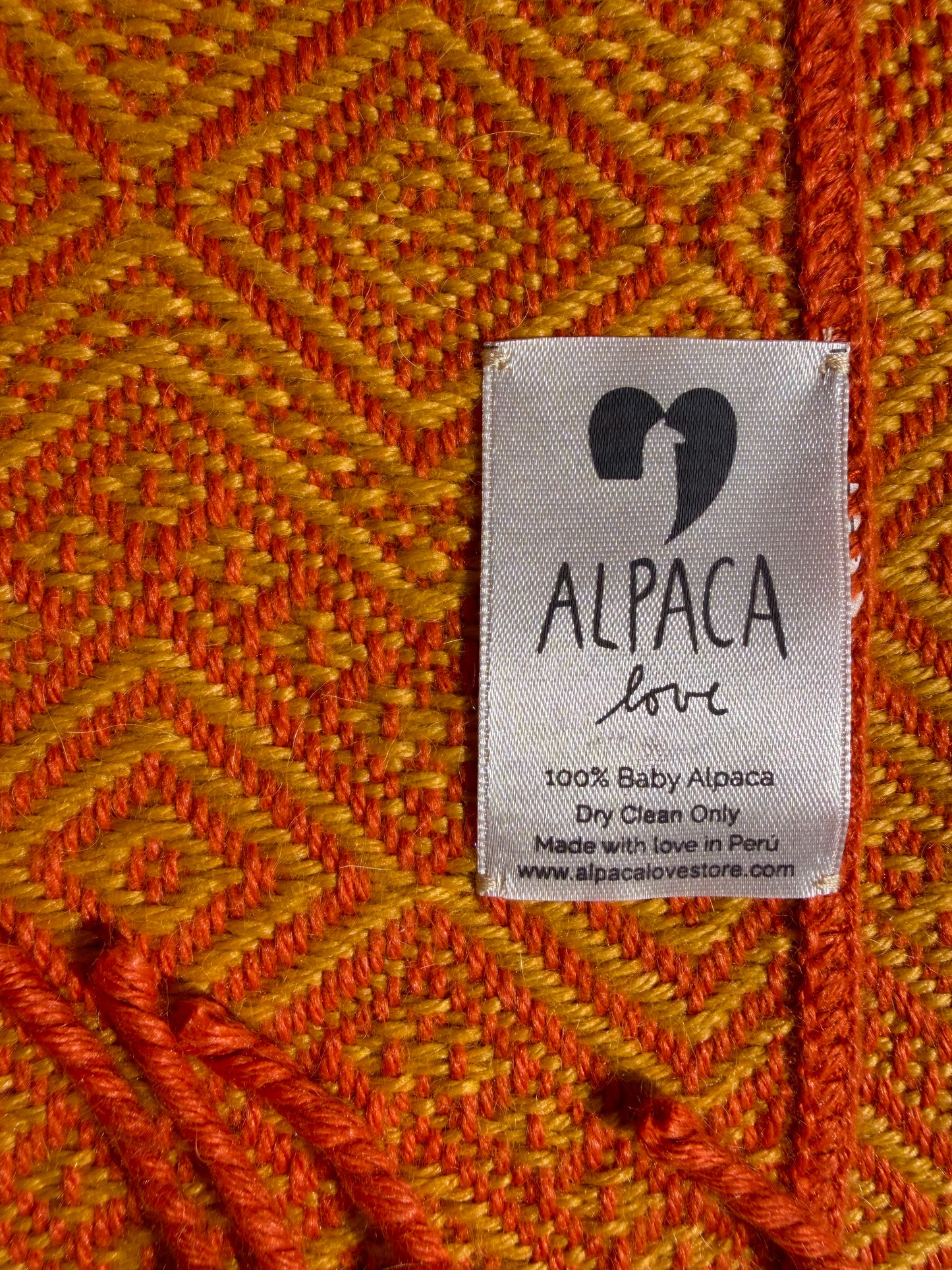 Alpaka Decke aus 100% Baby Alpaka Wolle in Gelb Orange