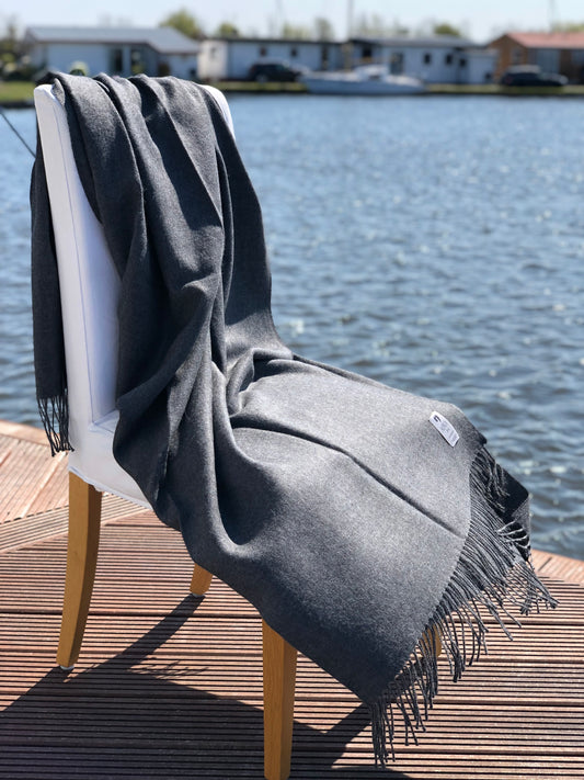 Alpaca blanket 100% baby alpaca wool anthracite