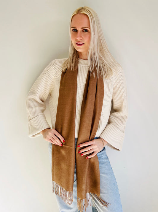 Stola 70% Baby Alpaka Wolle 30% Seide Camel