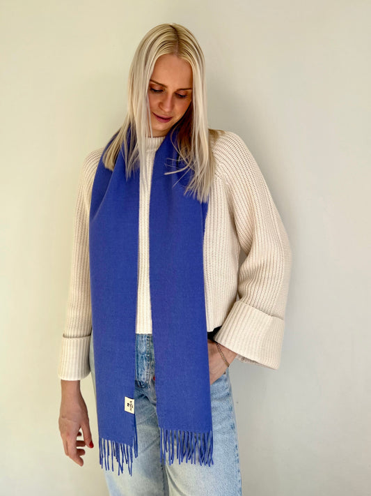 Schal 100% Baby Alpaka Wolle Elektrikblau