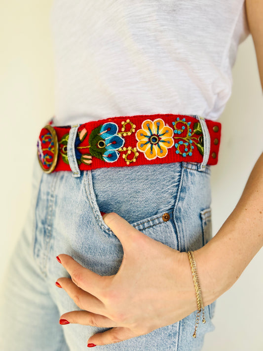 Belt red 100% alpaca wool