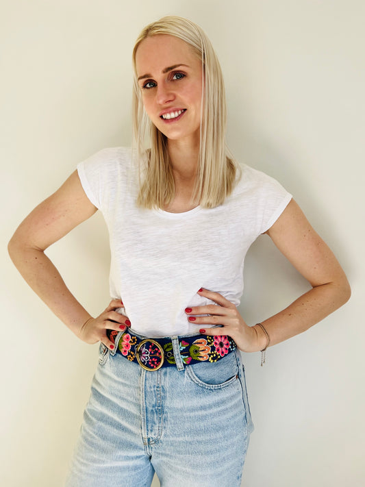 Belt blue 100% alpaca wool