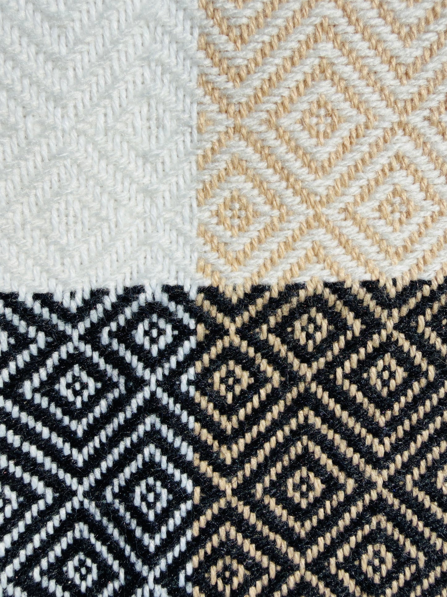 Alpaka Decke aus 100% Baby Alpaka Wolle Schwarz Weiß Beige