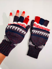 Alpaka Handschuhe / Klapp Fäustlinge Baby Alpaka Lila weiß