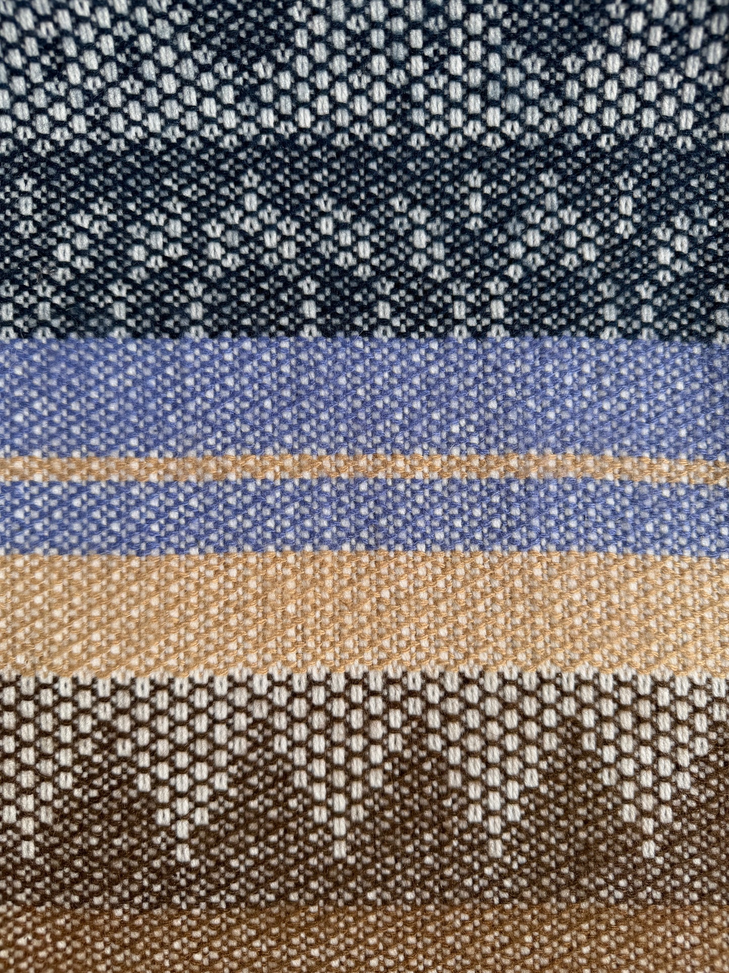 Alpaka Decke XL 100% Baby Alpaka Wolle in Blau Beige