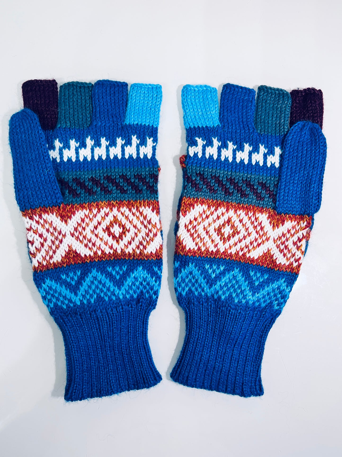 Alpaka Handschuhe / Klapp Fäustlinge Baby Alpaka Elektrik Blau