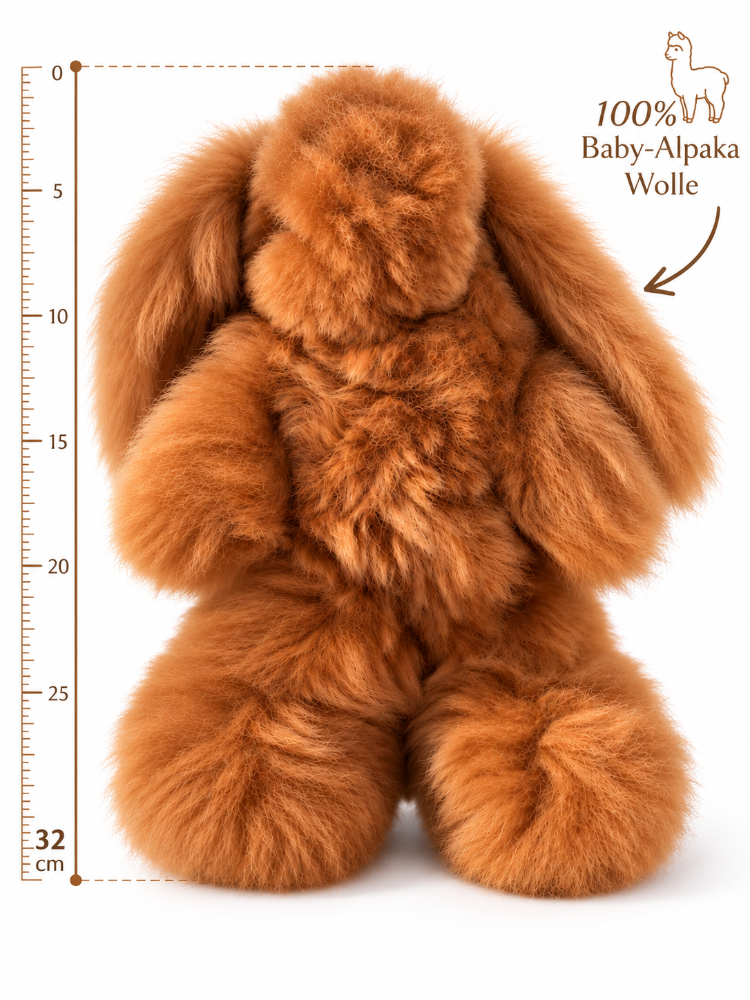 Hase lange Ohren 100% Baby Alpaka Schoko Braun