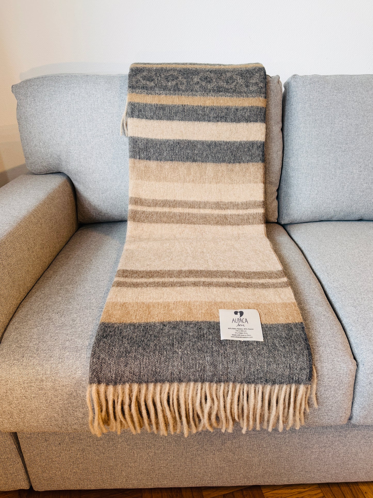 Decke Alpaka Special Edition Beige Grau