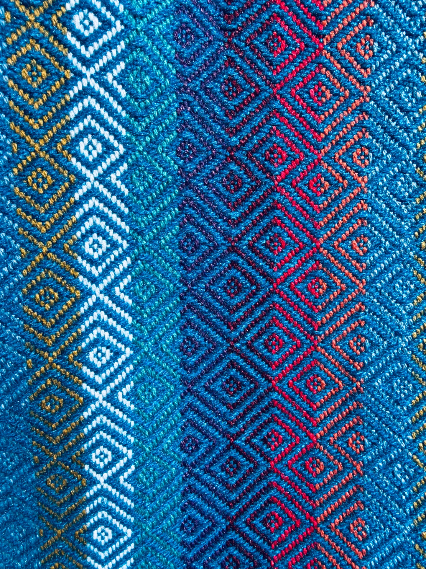 Alpaka Decke 100% Alpaka Decke Wolle Blau Bunt