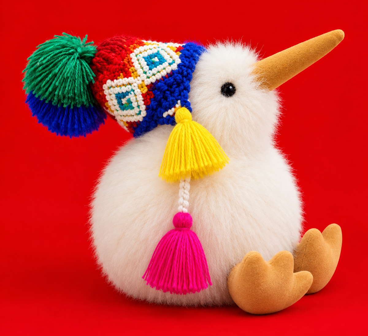 Kiwi Kuscheltier aus 100 % Baby Alpaka Wolle
