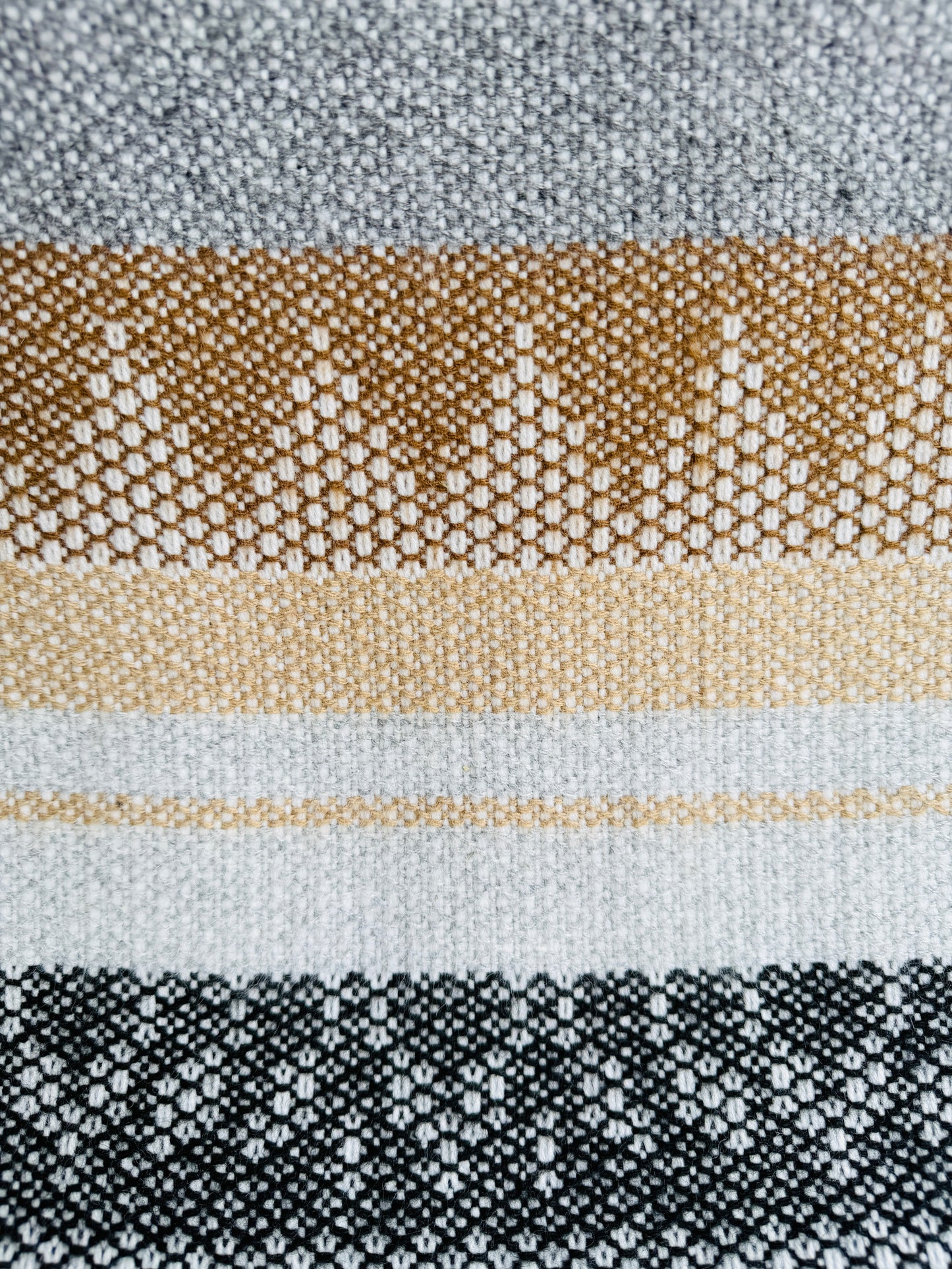 Alpaka Decke XL aus 100% Baby Alpaka Wolle in Schwarz Grau Beige