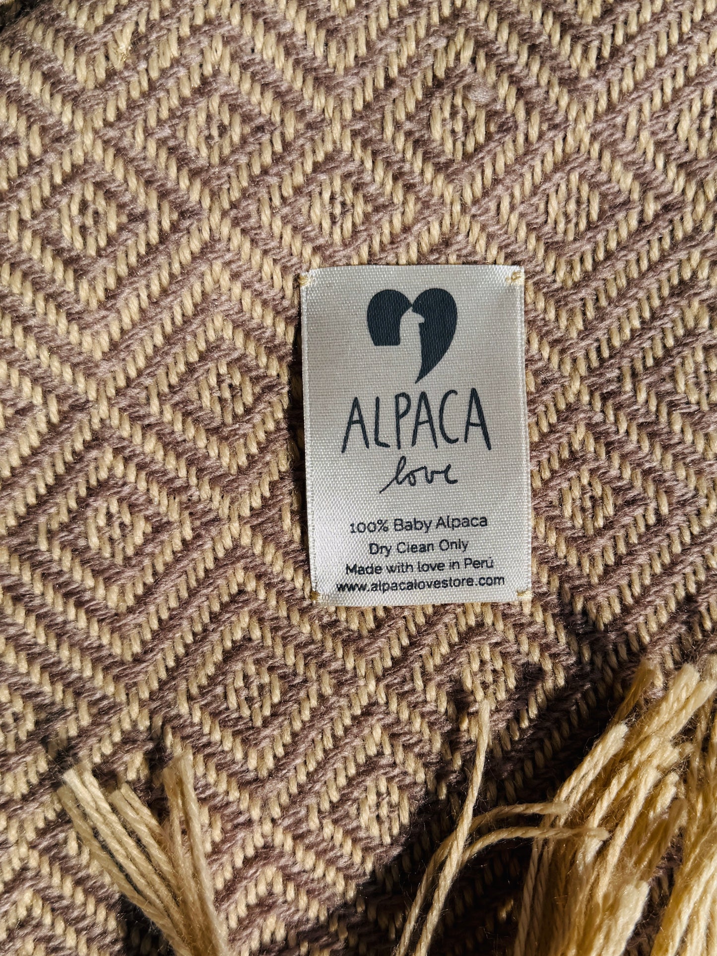 Alpaka Decke aus 100% Baby Alpaka Wolle Hellbraun Beige