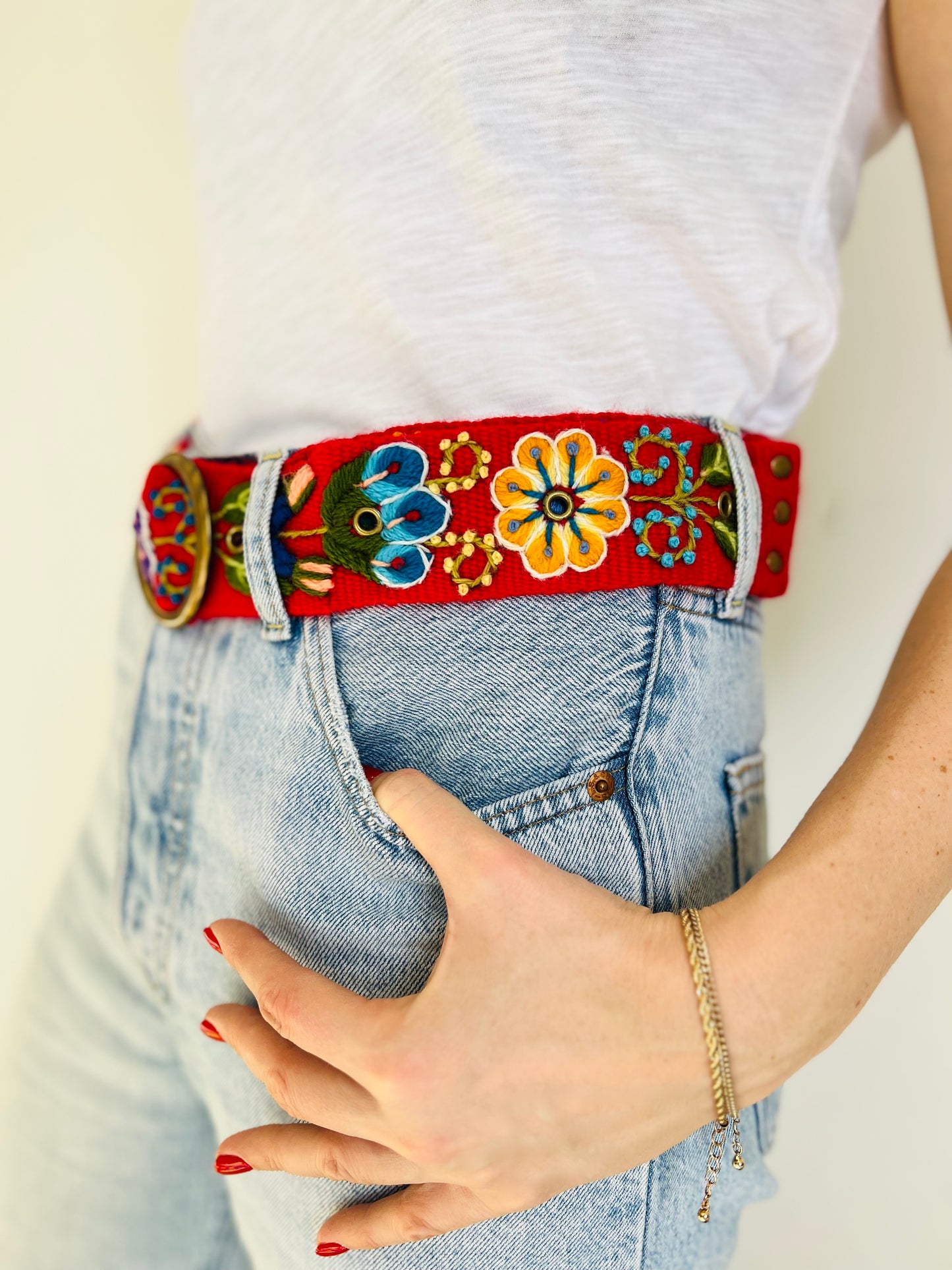 Belt red 100% alpaca wool