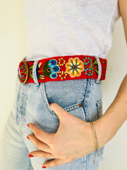 Gürtel 100% Alpaka Wolle Rot